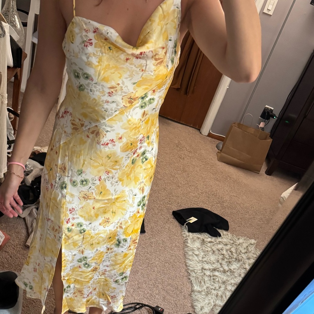 Hello Molly Yellow Floral Midi Dress